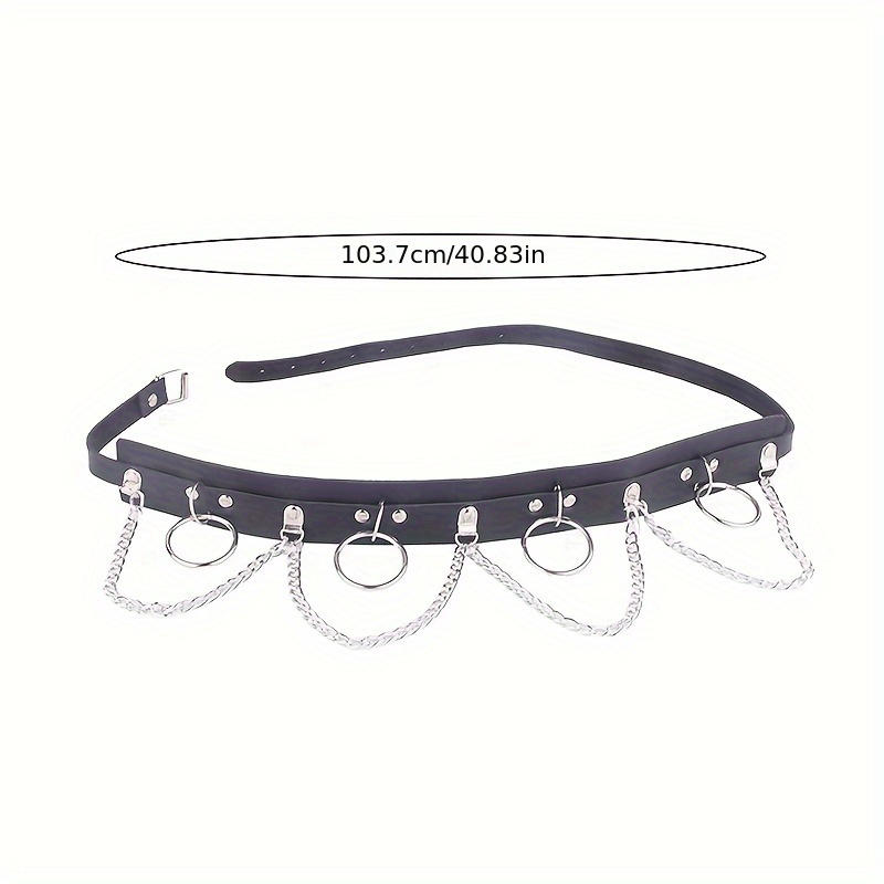 Gothic hip-hop Style With Silver Chain Waist Accessory Ladies' Fashion Belt Restraint Belt Leather Rivet Waist Chain Belts