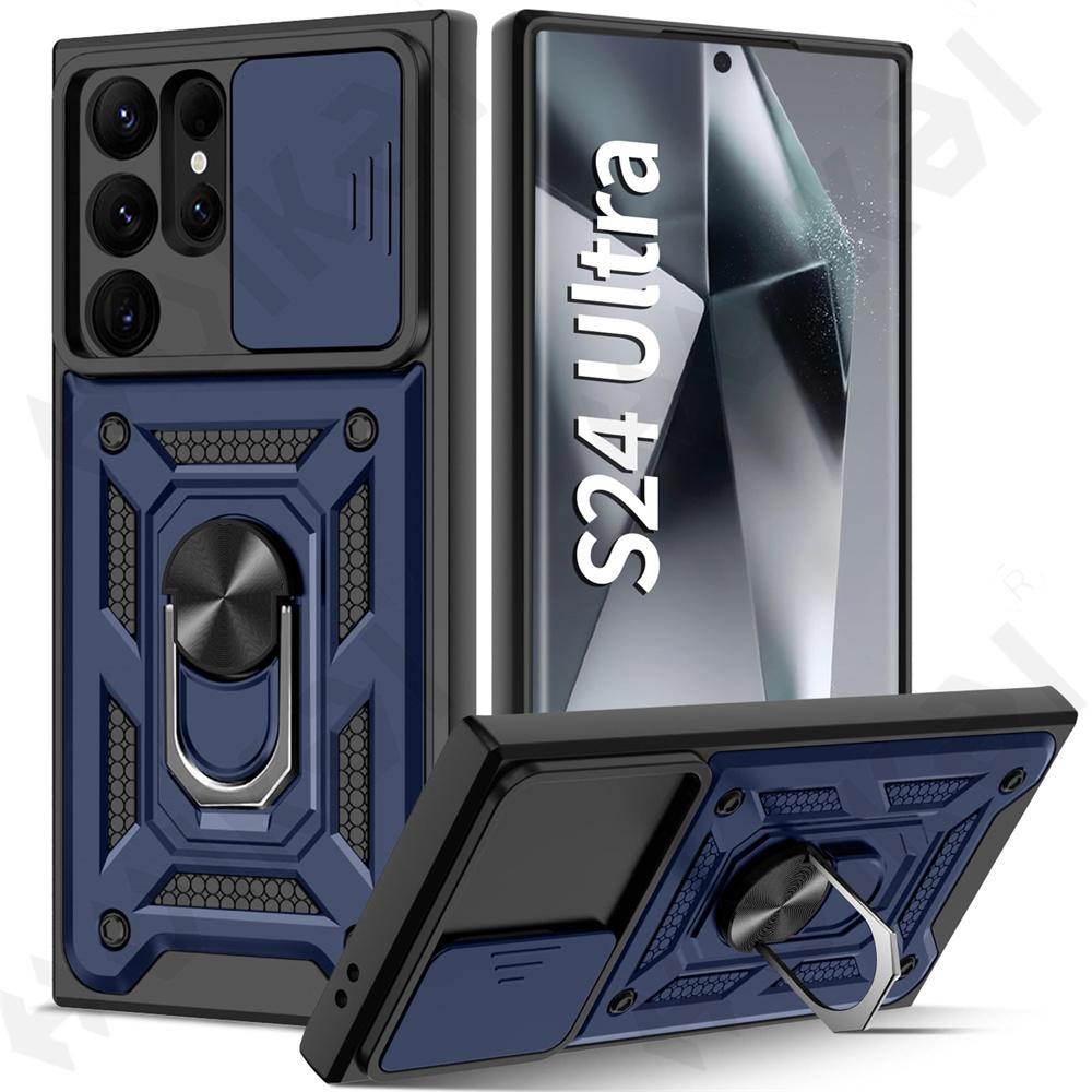 Funda para Samsung S24, S23, S22 Ultra, S21, S20 FE, Galaxy A25, A35, A54, A14 5G, cubierta de lente de cámara, soporte de anillo para teléfono, armadura giratoria