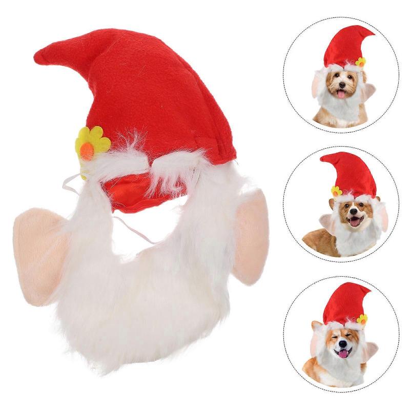 Knitting Christmas Pet Hat for Decoration 2Pcs Red Pet Headwear