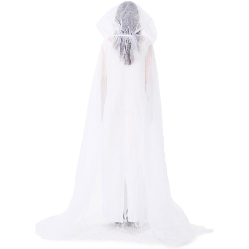 Halloween White Ghost Bride Costume, Masquerade Ghost Festival Vampire Cape Dress Costume