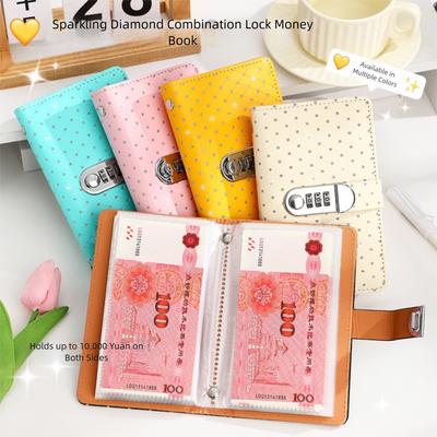 With Password Lock 100 Envelopes Money Saving Challenge Broken Drill PU Money Collection Book Portable Save Money Savings Binder