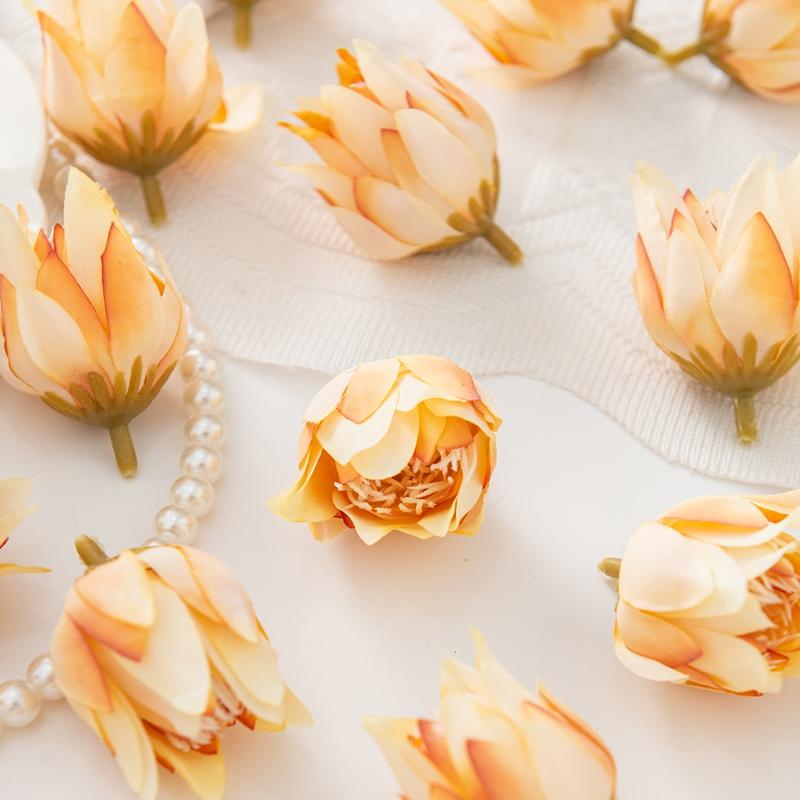 

50/100PCS Pineapple Blossom Artificial Flowers Silk Home Room Table Decora Wreaths Wedding Bridal Ornament Headwear Diy Gift Box 50 pcs