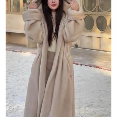 Women's Imitation Mink Coat Women's Winter New Long Imitation Mink Fur Jacket Casual Warm Loose Large Size