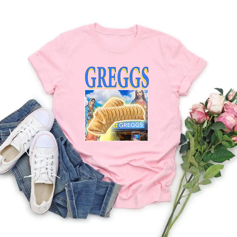 T-shirt Greggs Sausage Roll Maglietta Divertente Meme Vintage Natale Maglietta Unisex Manica Corta Maglietta Grafica Natale Gesù