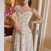 Summer Women Elegant Sweet Midi Sundress Pink Purple Beige Floral Hollow Out Delicate Sleeveless Dress Embroidery Feminine Dress
