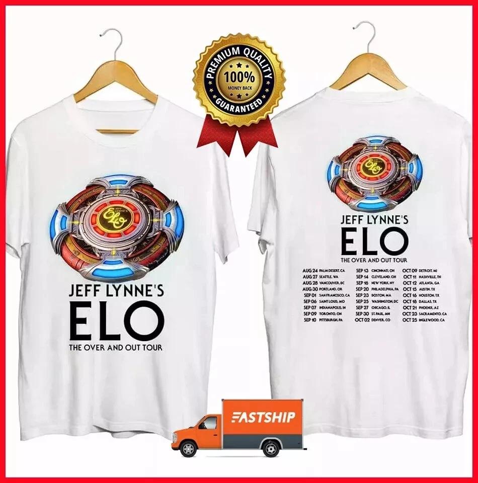 Jeff Lynne s ELO The Over and Out Tour 2024 White T-Shirt S-5XL 4XL