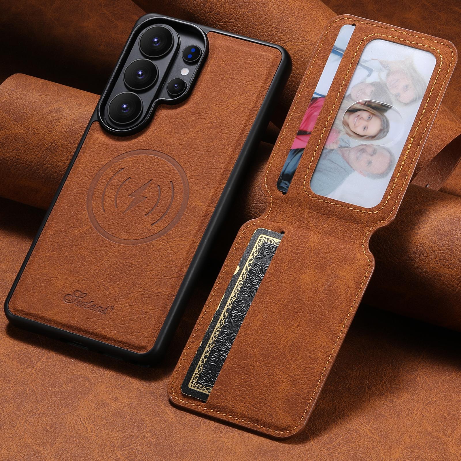 

Leather Phone Case for Samsung Galaxy S26 Ultra S25 S24 Plus S23 S22 Note20U Magnet Wireless Charging Card Slot Wallet Cover Galaxy S26 Plus хакі