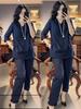 3023 Plus Size Chinese National Style Women's Frog Button Top & Casual Nine-Point Pants Set - Short Sleeve, Split Design for Summer