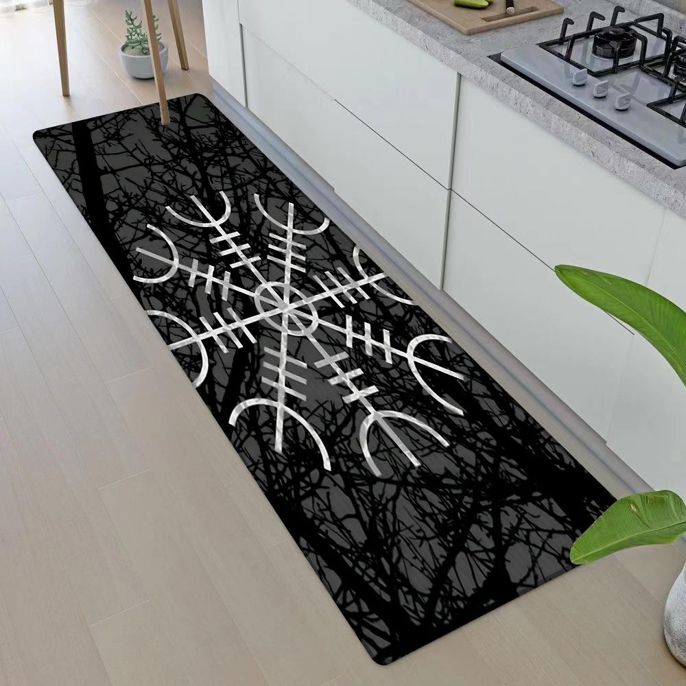 Entrance Front Doormat Symbol Valknut Nordic Valhalla Non-slip Kitchen Living Room Rug Balcony Bathroom Foot Floor Mat Carpet