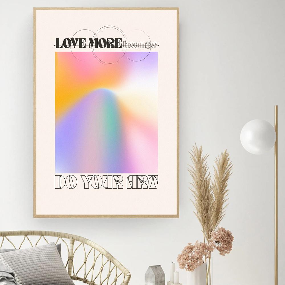 Nordic Retro Gradient Poster Canvas Painting Abstract Wall Art Grainy Gradient Aesthetic Print Picture Psychedelic Home Decor