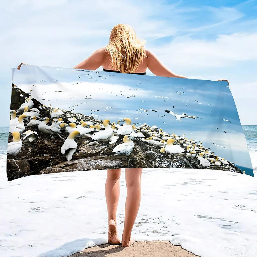 Beach Towels Retro Autumn Spring Birds Soft Towel Multipurpose Bathroom Beach Towel Oversized Beach Blanket Sand Free Towel