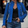 BITCED Women's Solid Color Double-Breasted Decorative Jacket In Deer Velvet Retro Long-Sleeve Coat