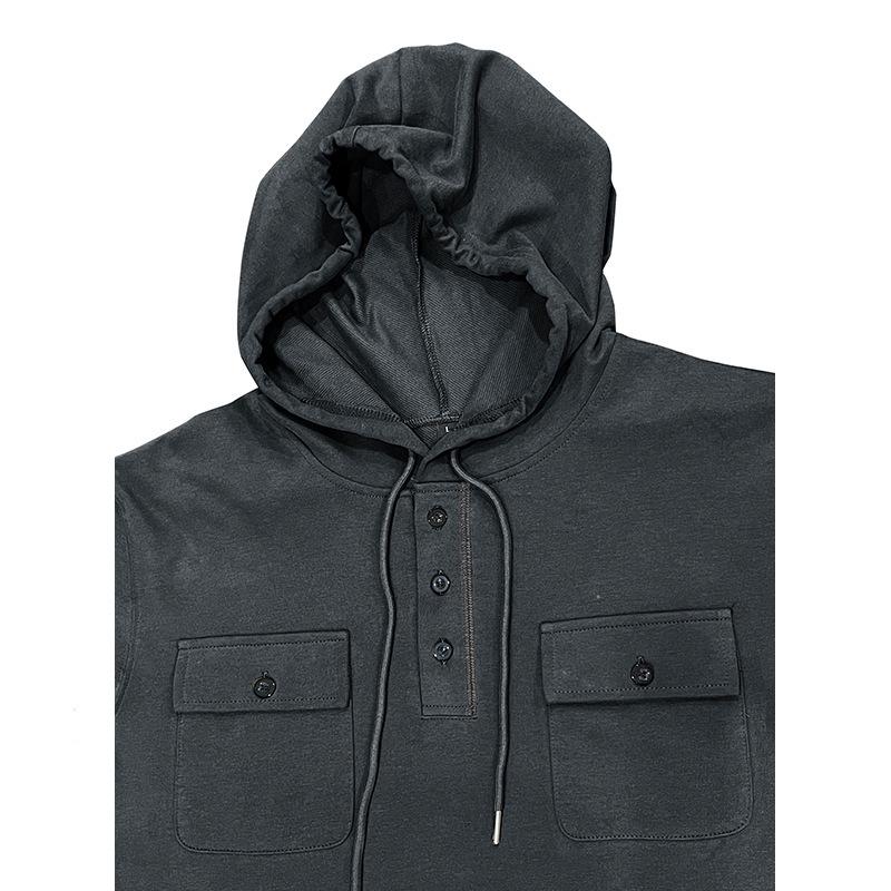 2026 Autumn/Winter Men's Retro Hooded Sweatshirt - Long-Sleeve Sport Hoodie with Pocket