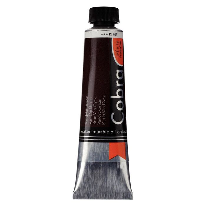 Pintura al óleo - Cobra - Van Dyck - Mezclable con agua - Marrón - Tubo 40ml
