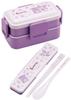 Skater Bento Kuromi Flower Wreath Sanrio Soft Made In Box, Design, 600ml, Antibacterial, Filling, Dome-Shaped Lid, Two-Tier, Women's, Japan, PFLW4AG-A