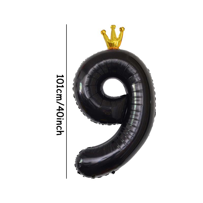 

40-дюймовый черный фольгированный шар с короной в виде цифры 0-9 на день рождения, годовщину, атмосферу, фон, принадлежности для украшения вечеринки 40INCH