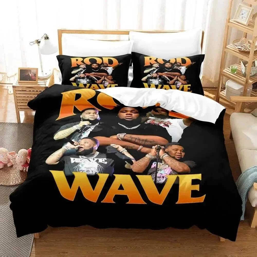 Set Biancheria da Letto Rapper Rod Wave Stampa 3D Copripiumino Set Letto Coperta Federa Piumone King Queen Size per Ragazzi Adulti