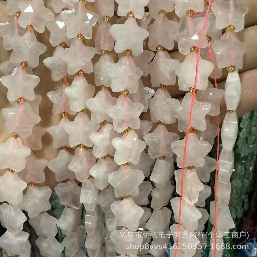 15×15mm Faceted Red Agate Rose Quartz Amethyst Pentagram Crystal Jewelry DIY Accessories