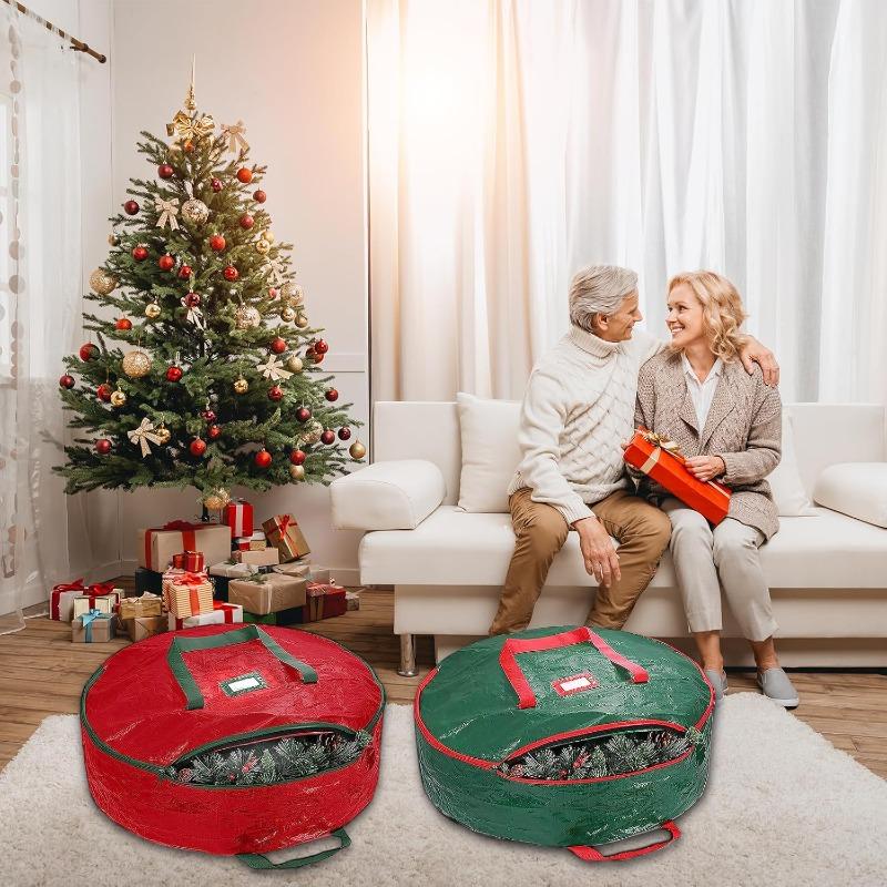 Christmas Wreath Storage Bag with Heavy Duty Handles - Durable Wreath Storage Container & Garland Holiday Artificial Wreath Holder