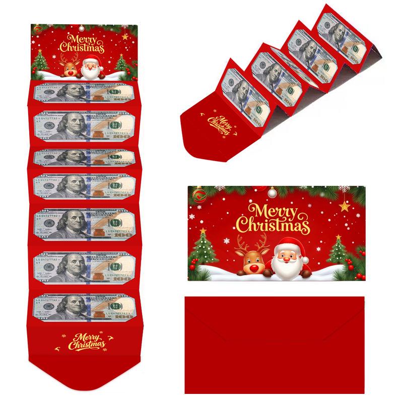 2026 Santa Claus Christmas Money Box with 10 Card Slots - US Dollar Red Envelope Surprise Party Gift