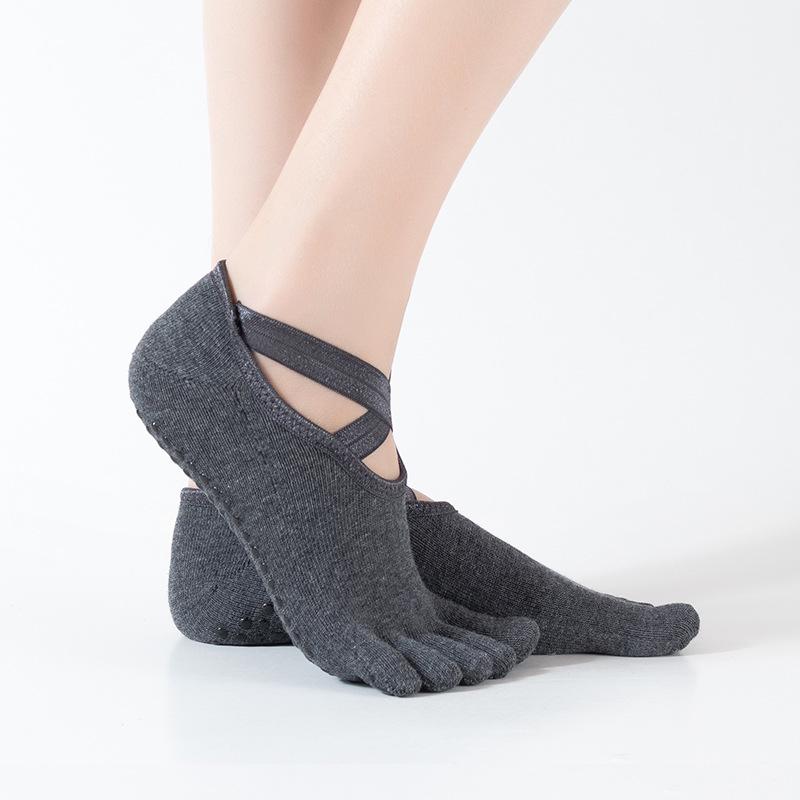 Ballet Style Non-slip Gel Yoga Socks, Cotton Five-Toe Sports Socks