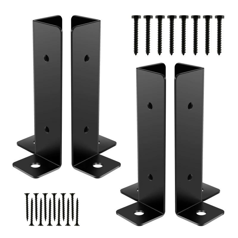 4PCS/Set Pergola Post Base Brackets Fit Different Sizes of Wooden Columns Support Base Brackets for Deck Post Anchor Railing