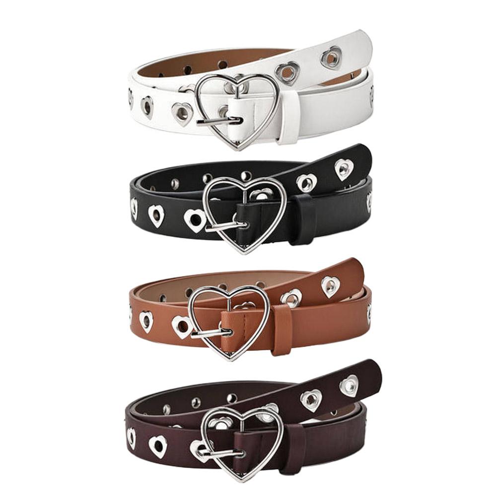 Y2K Belt Hollow Heart Buckle Belt For Fashion Women Girls Gothic Dress PU Casual Jeans Belt Bel H2Q3