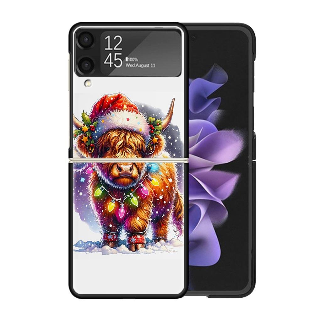 Cute Highland Cow Cases For Samsung Galaxy Z Flip 4 5 6 7 3 Z Flip7 Flip6 Flip4 Flip5 Flip3 5G Hard Shockproof Fundas Cover Gala
