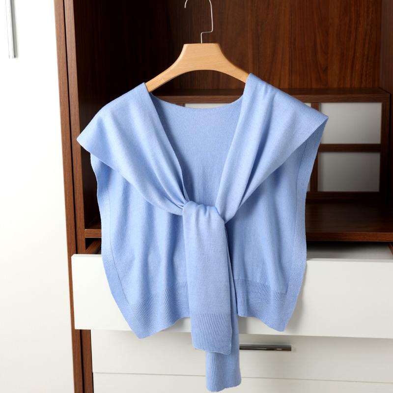 Ladies' Knit Sleeveless Solid Color Shawl Tie Front Design Versatile Air Conditioned Room Neck Protector Perfect with Shirt/Vest