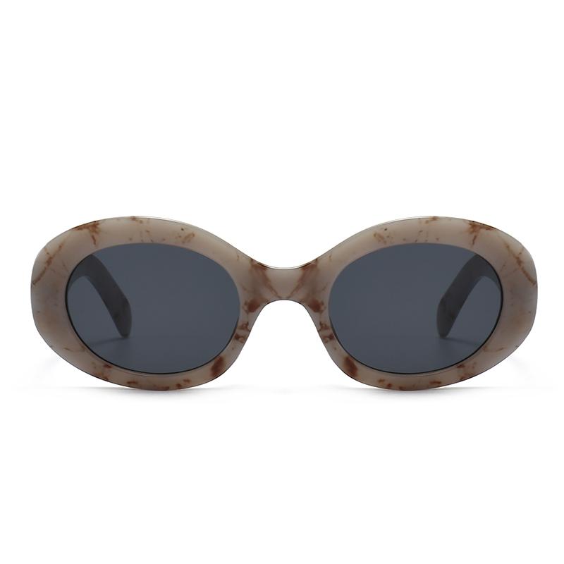 9288 Marble Oval Narrow Sunglasses Trendy Street Style Modern Women Sunglasses Lightweight UV Protection