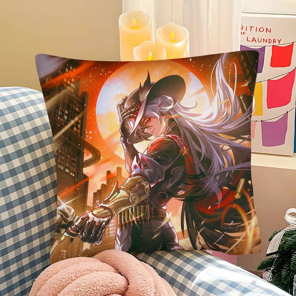 Game Honkai Star Rail Boothill Anime Pillow Case Fashion Square Pillowcase Bedroom Sofa Room Ins Decoration Leisure Cushion