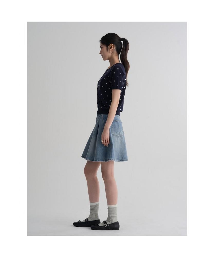 8seconds Pleated Denim Mini Skirt Sky Blue