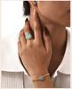 Natural Stone Turquoises Bracelets For Women, Stainless Steel Link Hand Chain Wristband,18k Gold Plated Bracelet Set Jewelry