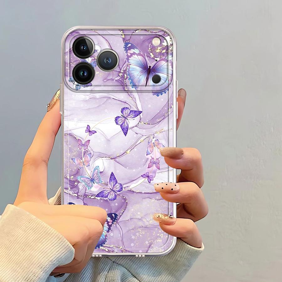 Marble Butterfly Soft Phone Cover Case for iPhone 17 Pro Max Air 17e 13 Pro 12 Mini 16 XR XS Max 15 14 Plus 11