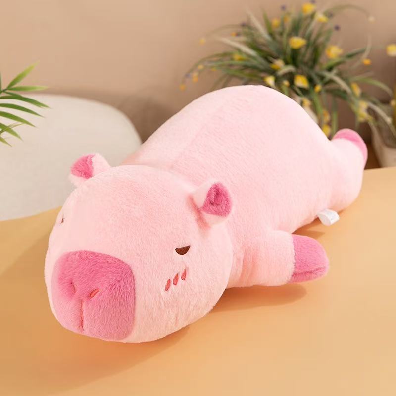 Practical Home Decor Unisex Brown 60Cm-100Cm Kawaii Cartoon Giant Strip Capybara Plush Doll Pillow Lying Orange Wings Creative Capybara Plush Toy Home Decor