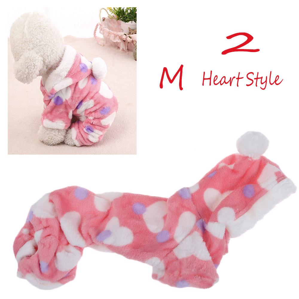 Cute Heart Style Pajamas Jumpsuit Pet Hoodie Coat Puppy Costumes Dog Clothes Winter Apparel