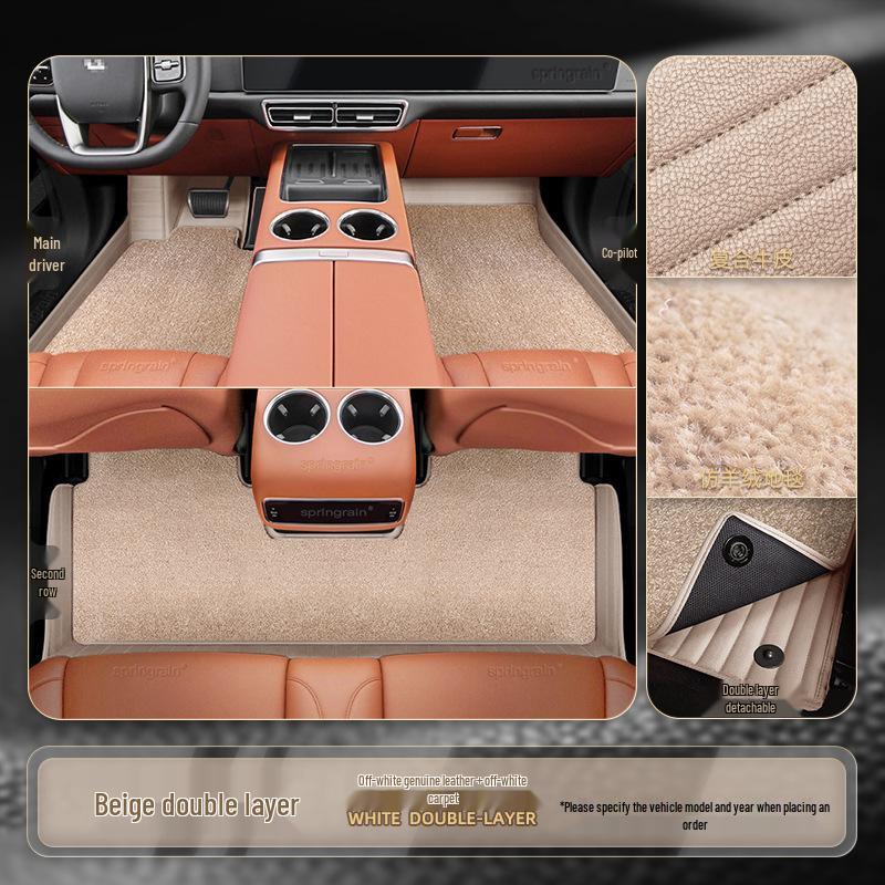 Ideal L7/8/9/ONE Genuine Leather Double-Layer Floor Mats for Six-Seven Seaters