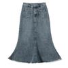 Retro Denim Skirt Women High Waist A-line Half Dress Fashion High Waist Long Skirt  Beach