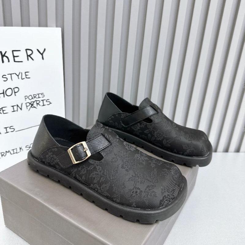 Ugly Cute Retro National Style Shoes Women's 2025 Spring New Soft-soled Single Shoes Lazy One Pedal Casual Versatile Boken Shoes