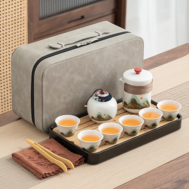 Portable Kung Fu Tea Set Qingshan Guyun Outdoor Travel Teapot Portable Tea Making Set