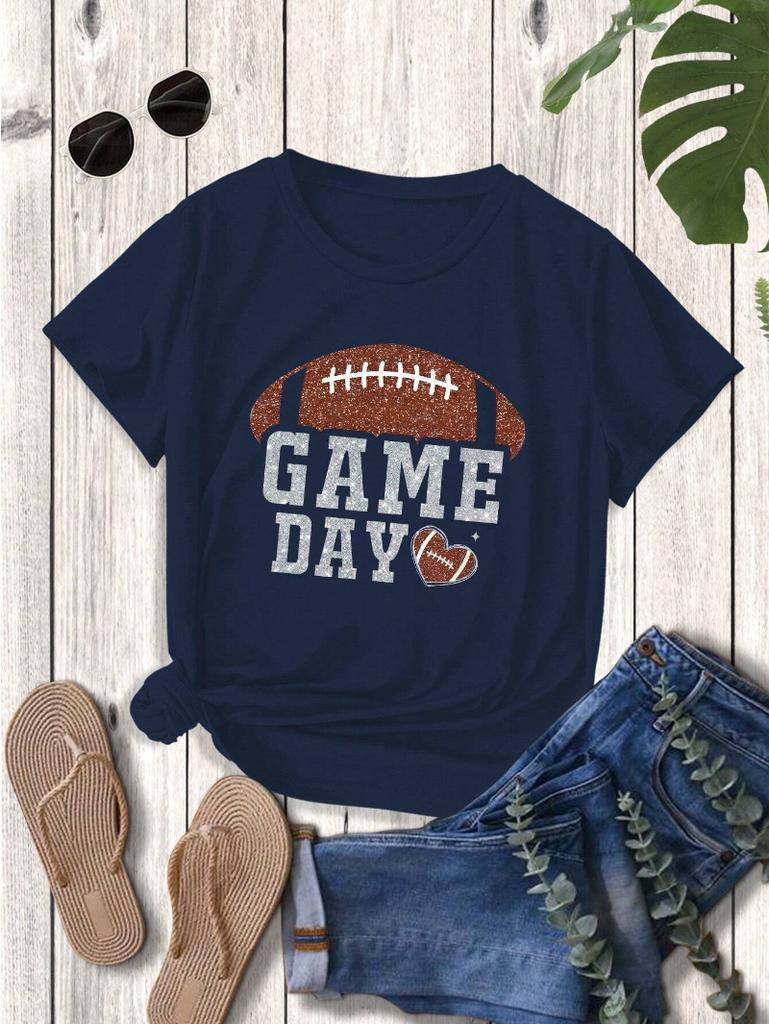 Game Day Football Graphic Cotton Unisex Tshirt Fashion Brand Summer Round Neck Simple Casual Short Sleeve Loose Basic Top Tee