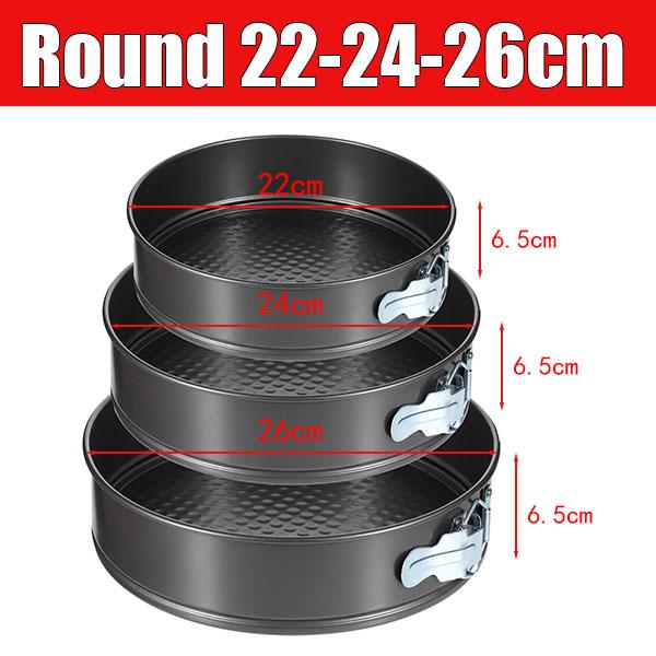 3-teiliges Antihaft-Kuchenbackformen-Set Kohlenstoffstahl Backgeschirr Runde Herz-Quadratische Backformen Käsekuchen Springform Backformen