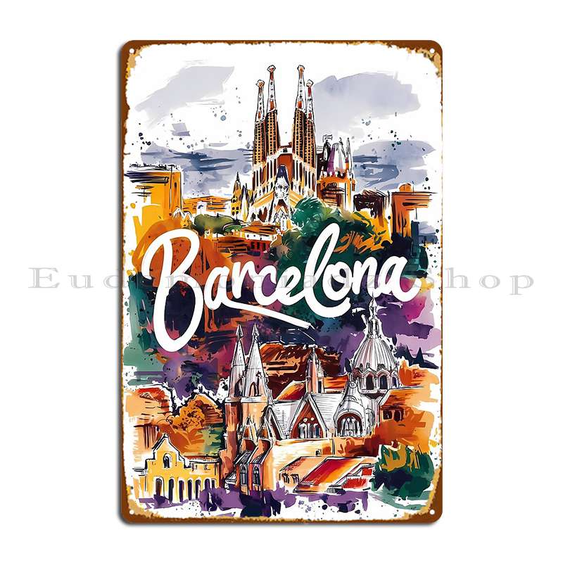 

Barcelona A Fusion Of Tradition Innovation And Style Metal Sign Party Decoration Wall Plaque Create Garage Tin Sign Poster 20x30cm（7.8x11.8inch）
