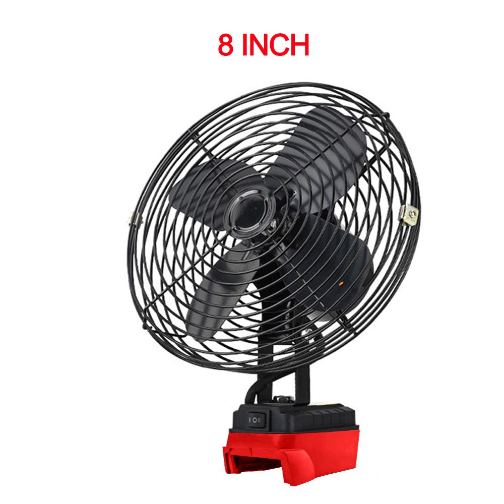 6/8In Camping Fan Outdoor Fishing Wireless Desktop Portable Metal Fan Strong Wind Fan For Makita/Dewalt/Milwaukee 18V BatteryPin