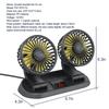 360 Degree Rotation Dual Head Vehicle Car Cooling Fan 12V Real-time Temperature