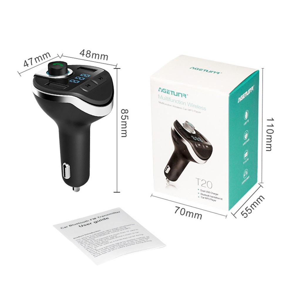 Car Hands-free FM Transmitter Bluetooth MP3 Player Car Kit Dual USB Car Charger Support TF Card/U Disk Music Play