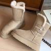Frosted leather thick-soled snow boots women's 2025 winter new versatile heightening piled thickened warm short boots snow cotton boots