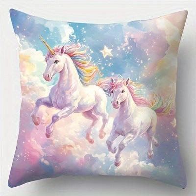 Home Decor Unicorns In Clouds Fantasy Decorative Pillow Covers Pattern Cushion Cover Suitable For Sofa Bedroom Car Pillow Cover