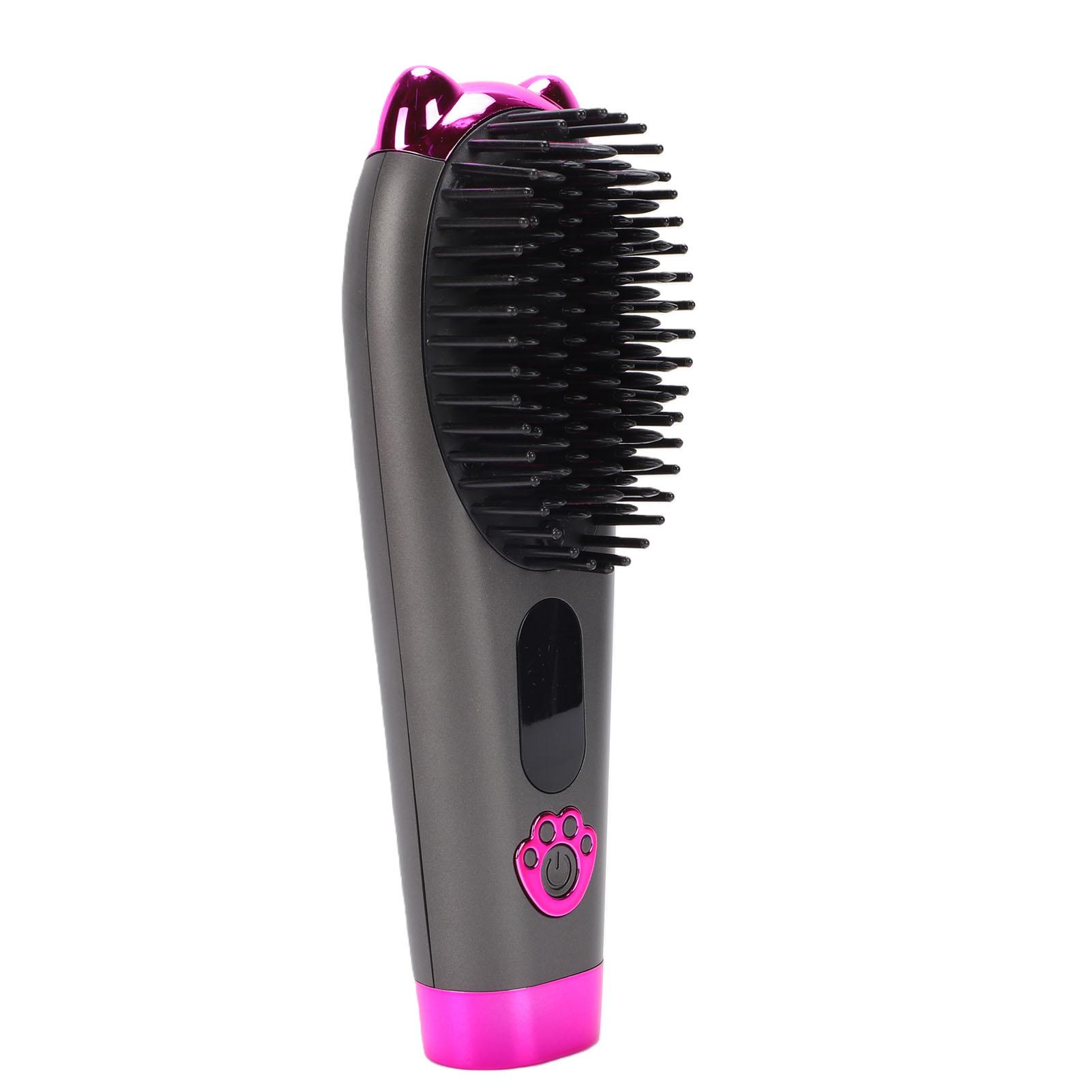 

Cordless Hair Straightener Brush 3 Temperature Settings Portable Hair Straightening Comb with Cute Ear Gray