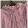 Casual, Tuta Sportiva, Da Donna, Ampia, Corta, Top con Cappuccio, Spacco, Pantaloni a Gamba Larga, Set Due Pezzi